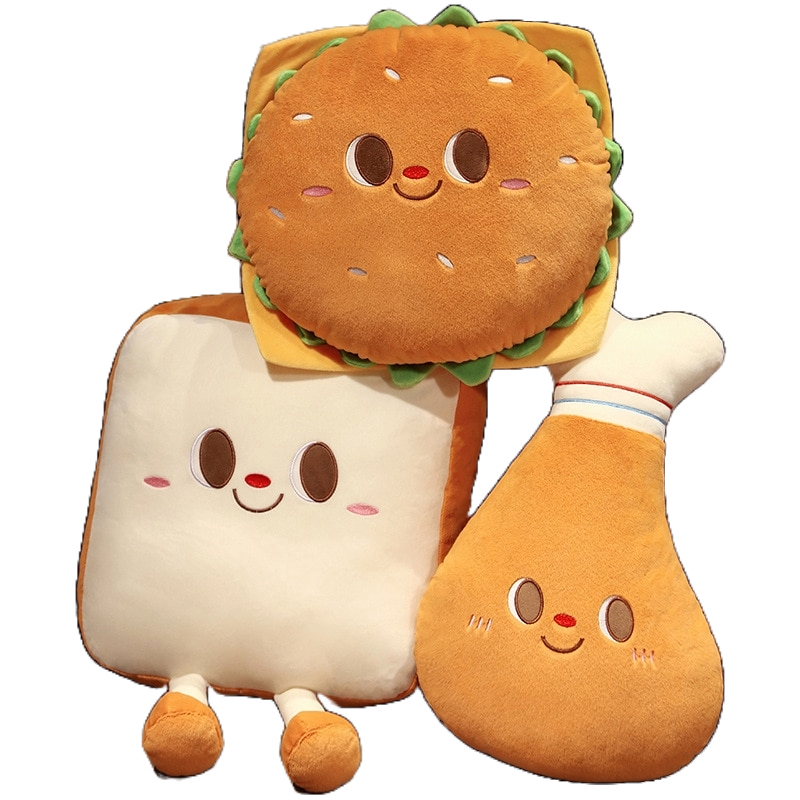 plush hamburger and chicken leg