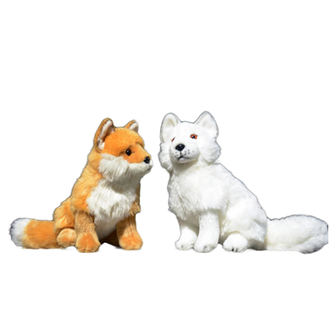 plush red fox and snow fox