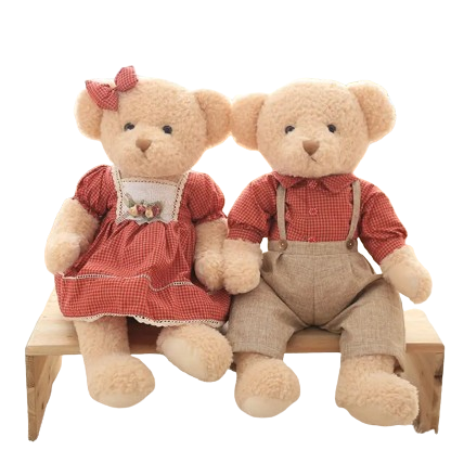 plush dressed bear couple