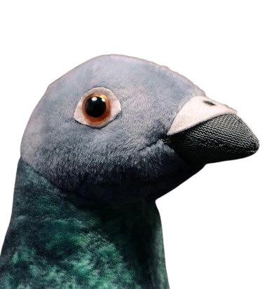 plush gray, blue and white pigeon