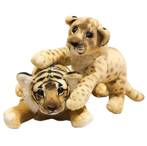 plush lifelike tiger, lion and leopard