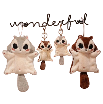 plush squirrel glider keychain