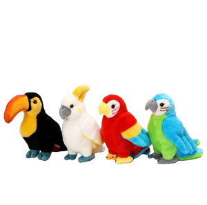 plush tropical birds