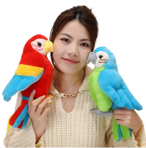 plush tropical birds