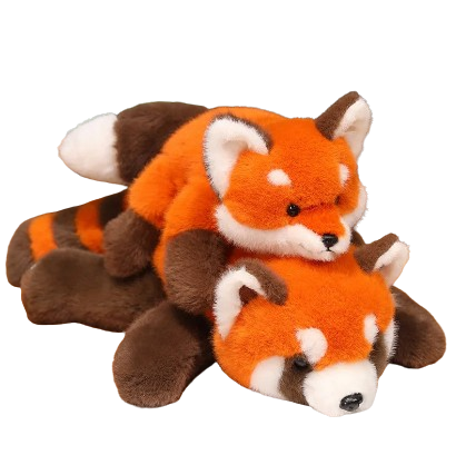 plush red panda and fox